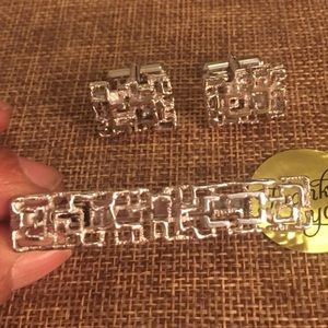 Silver 925 Cufflink and Tie Pin Set